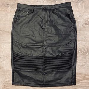Skirted Fancy Black Waxed denim Moto skirt 🖤
